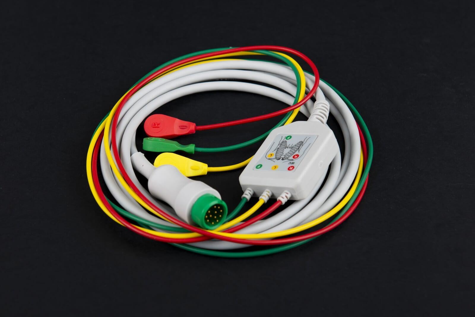 3 lead ecg cable button snap mindray